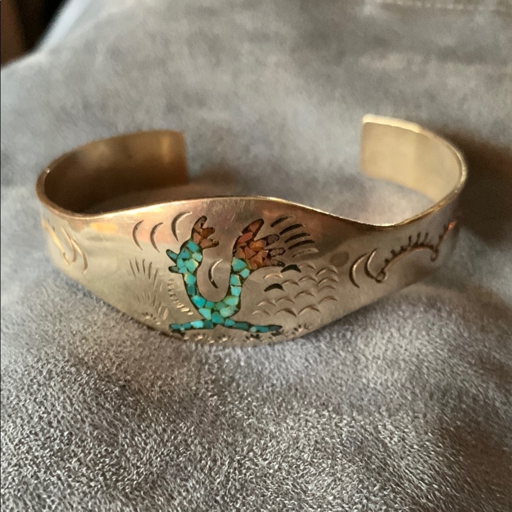 Vintage, 1970’s, signed L. Dash, sterling silver, Indian cuff bracelet